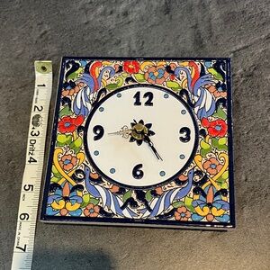 Genuine Spanish Tile Colorful Ceramic Clock NWOT